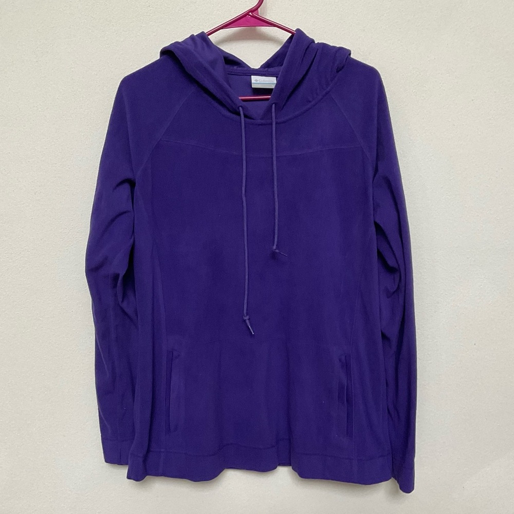 Columbia Purple Thin Fleece Hooded Sweatshirt Size XL Camping Outdoor Layer